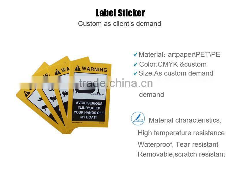 Wholesale High Quality Waterproof Warning Adhesive Label Sticker