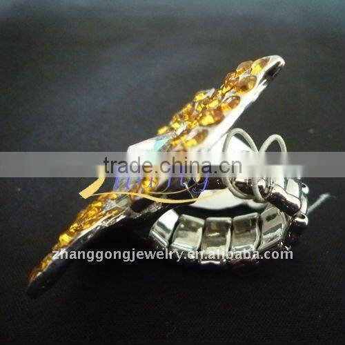 yellow rhinestone and crystal AB rings