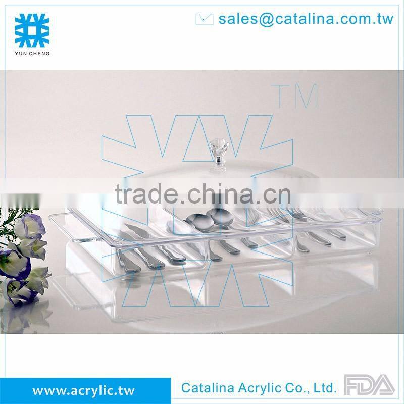 Acrylic Decoration Tray with Lid Functional Catering Plate Plastic Serving Tray
