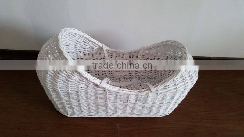 Double hood Pod Wicker moses basket in white