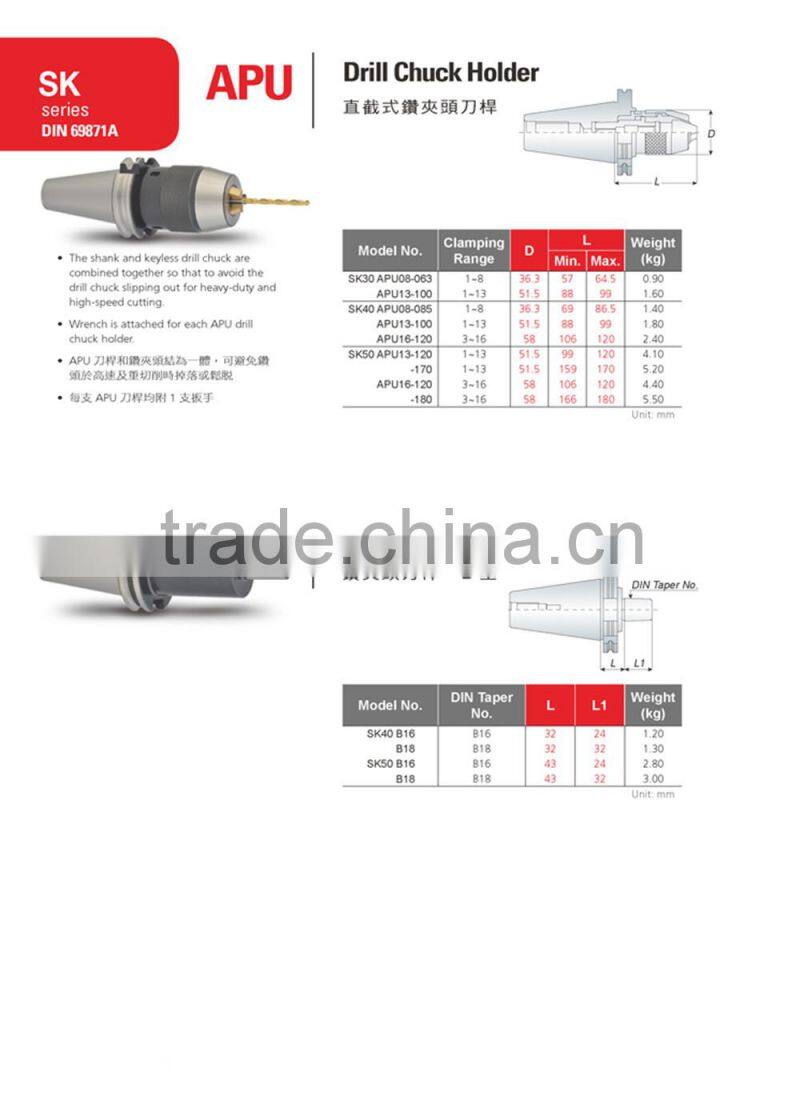 DAT50-B16-45 keyless chuck NC shank