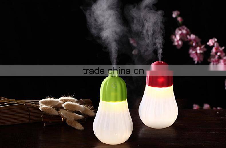 Best selling in 2015 pumpkin mini humidifier with LED lamp, usb charging ultrasonic humidifier