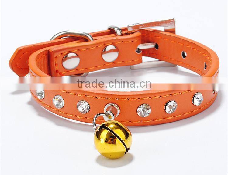 soft PU small bell custom metal chain dog collar dog collar PU chains01
