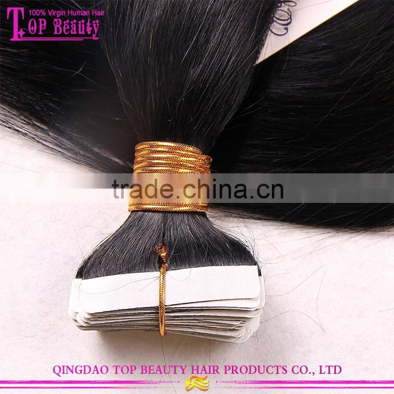Wholesale 100% european hair tape hair extension high quality straight tape hair