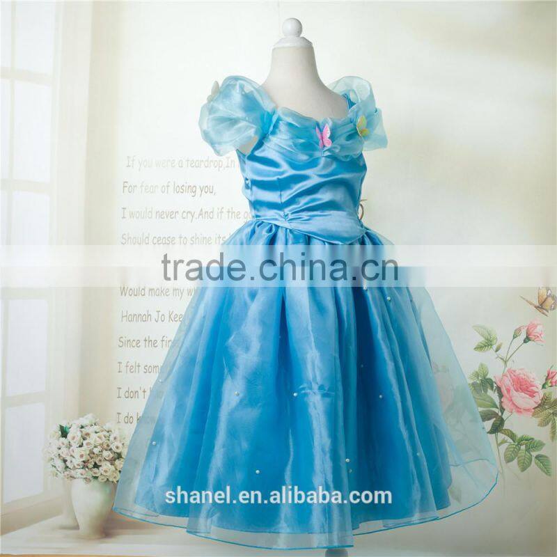 high quality movie costume blue dress fairy dress cinderella flower girl dresses