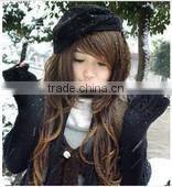 New style long medium brown curly wig