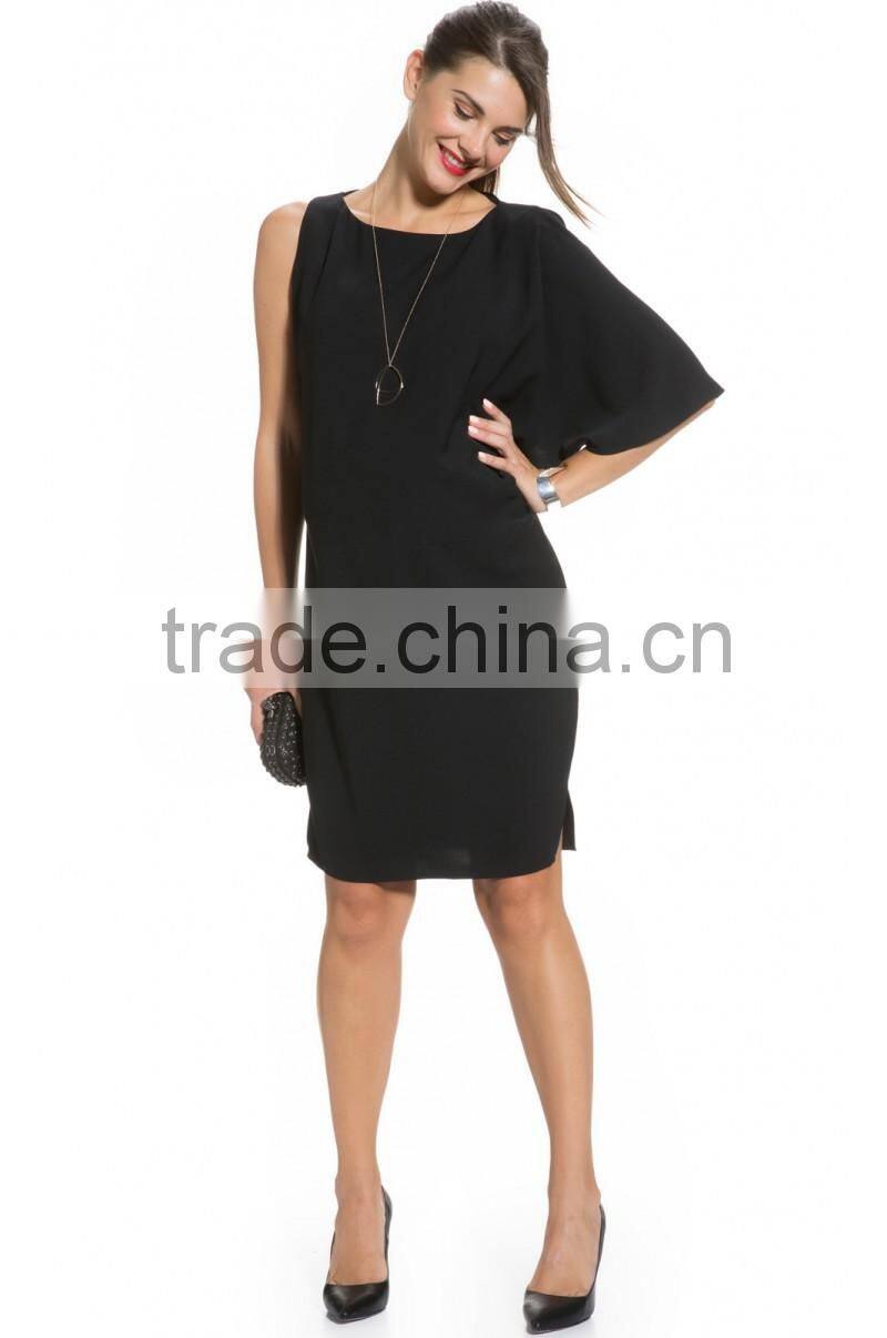DRAPE SLEEVE MATERNITY DRESS IN BLACK maternity clothes,one shoulder maternity clothing, preganet dress