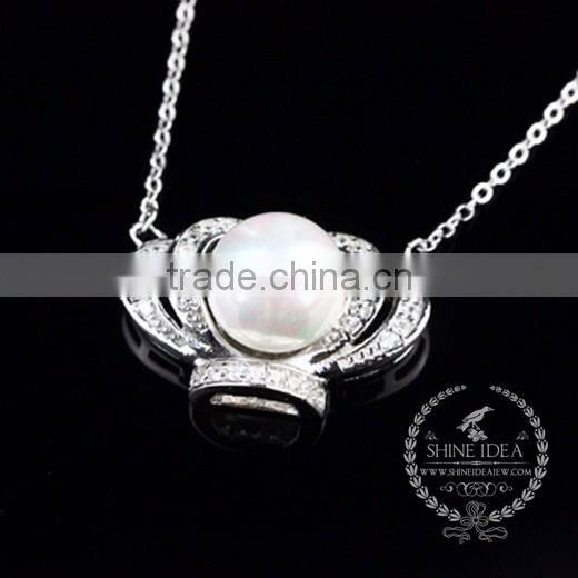 925 sterling silver shining crown with pearl creative pendant necklace fashion women necklace jewelry 6360462