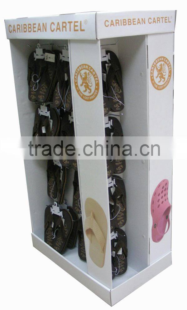 Hook rotating display stand for shoes cardboard display stand and rack