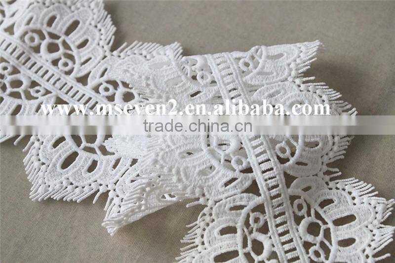 100 % polyester new fancy embroidery lace trim,scallop lace trim, eyelash crochet lace trim in white