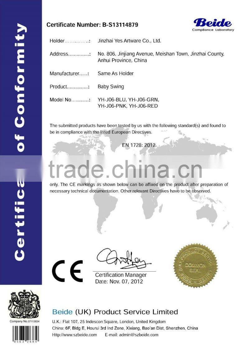 CE Safety Certificate Indoor and Outdoor Hanging Toy Kids Hammock Swing Chairs