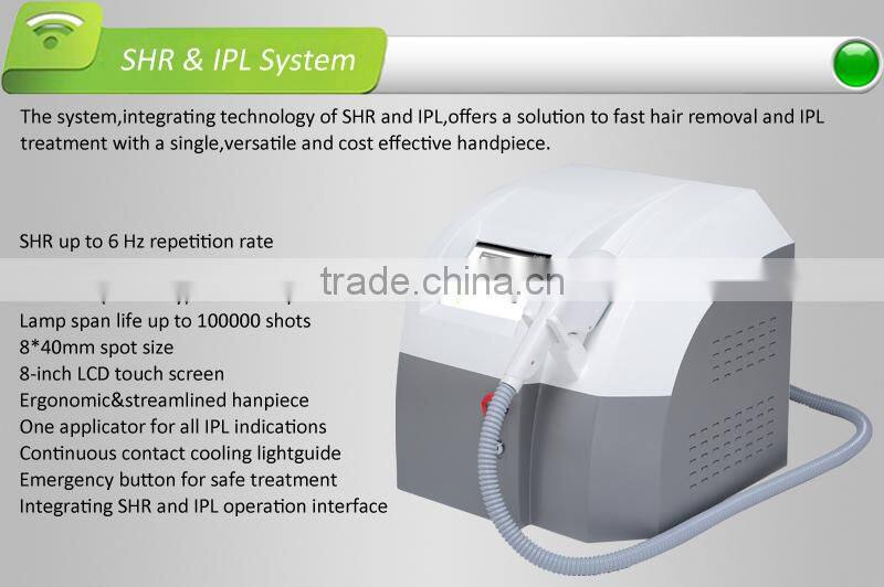 SHR,Portable SHR + E - light + IPL + RF hair removal Machine with Medical CE
