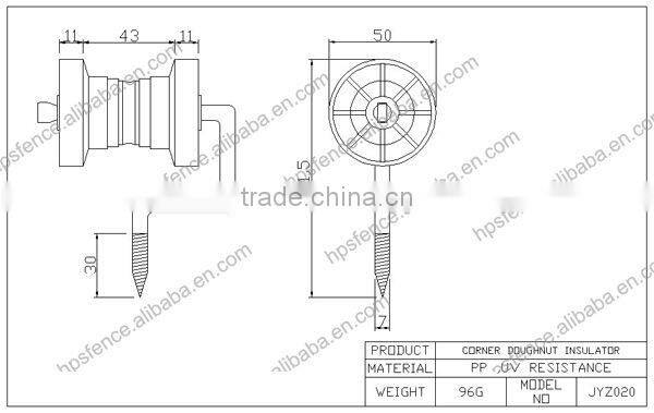 Electric fence zareba pulley doughnut insulator for poly tape, wood thread
