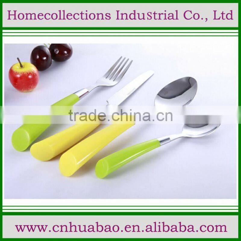 standing cutlery spoon fork knife set with plastic handle with unique design