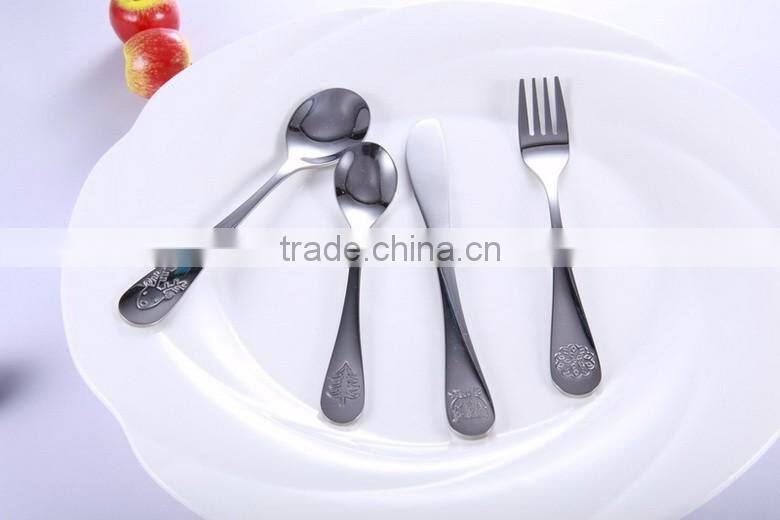 Hight Quality Novelty stainless steel cutlery dinner set, cartoon nativity set