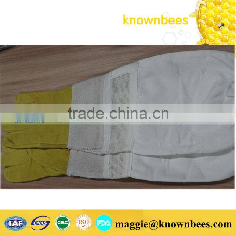 Wholesale various high quality beekeeping gloves/White sheepskin & White cloth