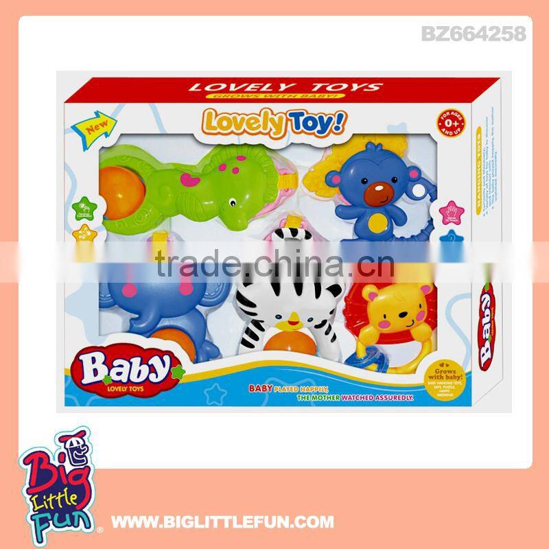 Animal shape plastic baby rattle toys