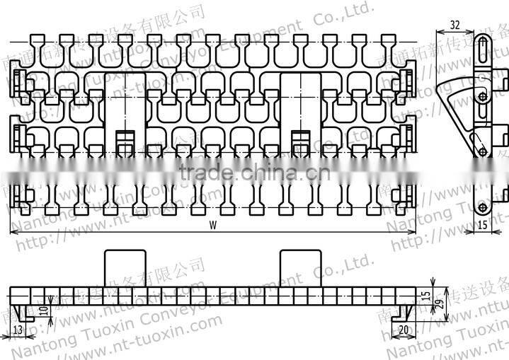 2400C Modular Radius Flush Grid With Pop-up Flights Belt