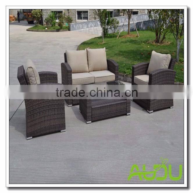 Audu Black Rattan Garden Sofa