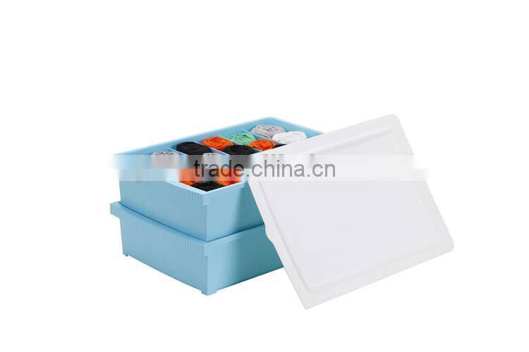 2014 New Hotselling Plastic Waterproof Storage Set Socks and Underwear Storage Box Design With One Lid