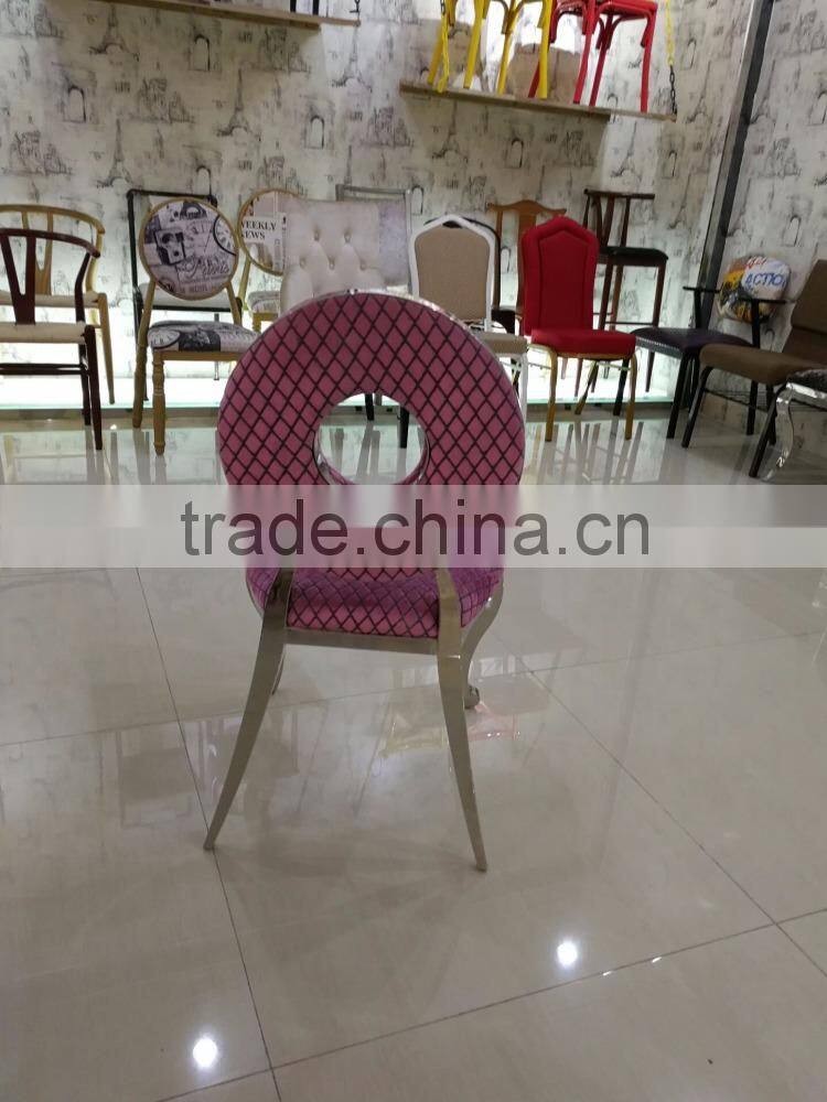 Luxury stainless steel Wedding Chair Pink Color Funiture