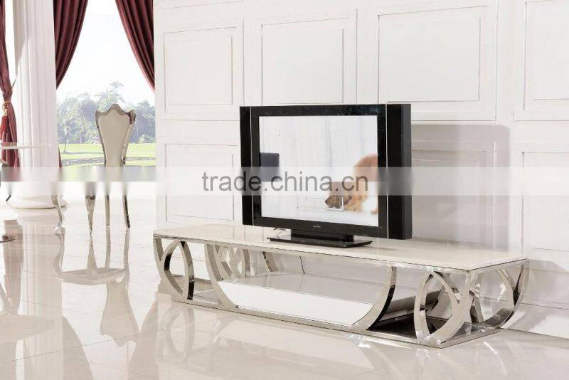 fashion tv unit/marble top stainless steel with MDF led tv unit