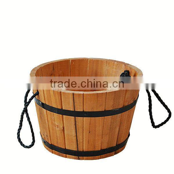 Round Wooden Planter/Wood Barrel Planter