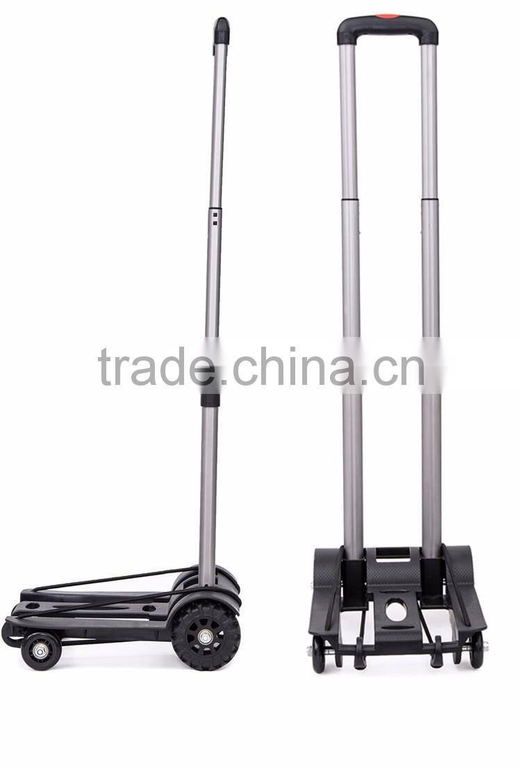 Upgrade Folding Shopping Cart with 4 Wheels/Lightweight Aluminum Cube Folding Luggage Cart/ Portable Hand Trolley