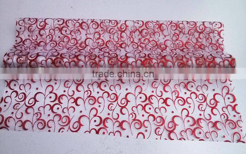 soft golden glitter organza roll fabric for wedding decoration and flower package