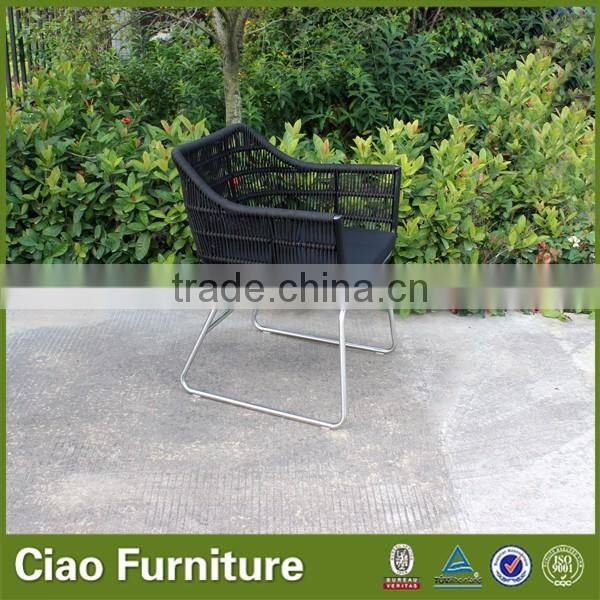 Outdoor PL ribbon metal garden chair with stainless steel base