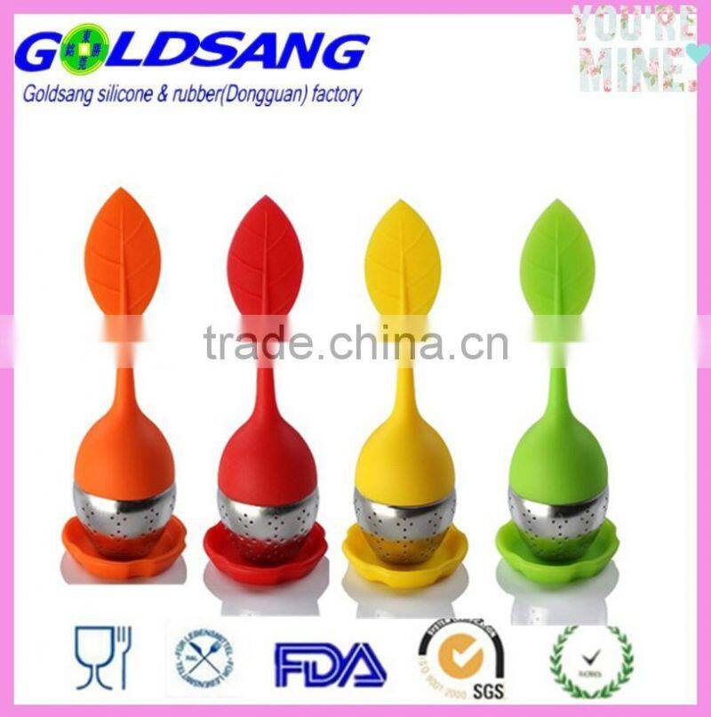 2014 Popular European style leaf shape Tea Bag Stainless Steel silicone tea infuser