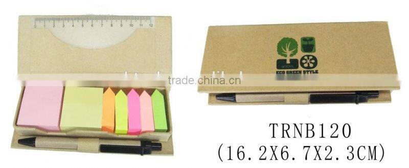 Custom logo eco recycled sticky memo notebook with paper pen