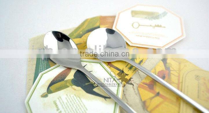 Mirror polishing long handle stainless steel ice spoon
