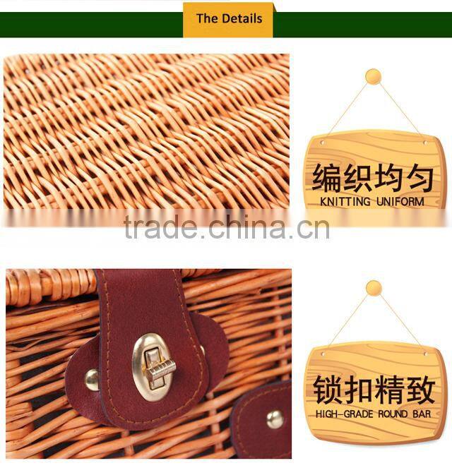 Wholesale new design Food Insulated atacado cestas de vime do piquenique wicker picnic basket