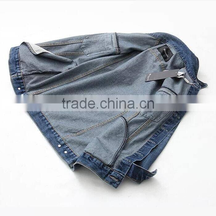 2017 new casual loose jackets long sleeve washed jeans coat for womens