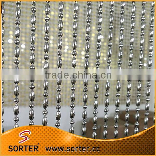 Water fall effect shiny metal ball chain room divider