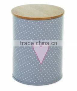 Colorful canister with wood lid