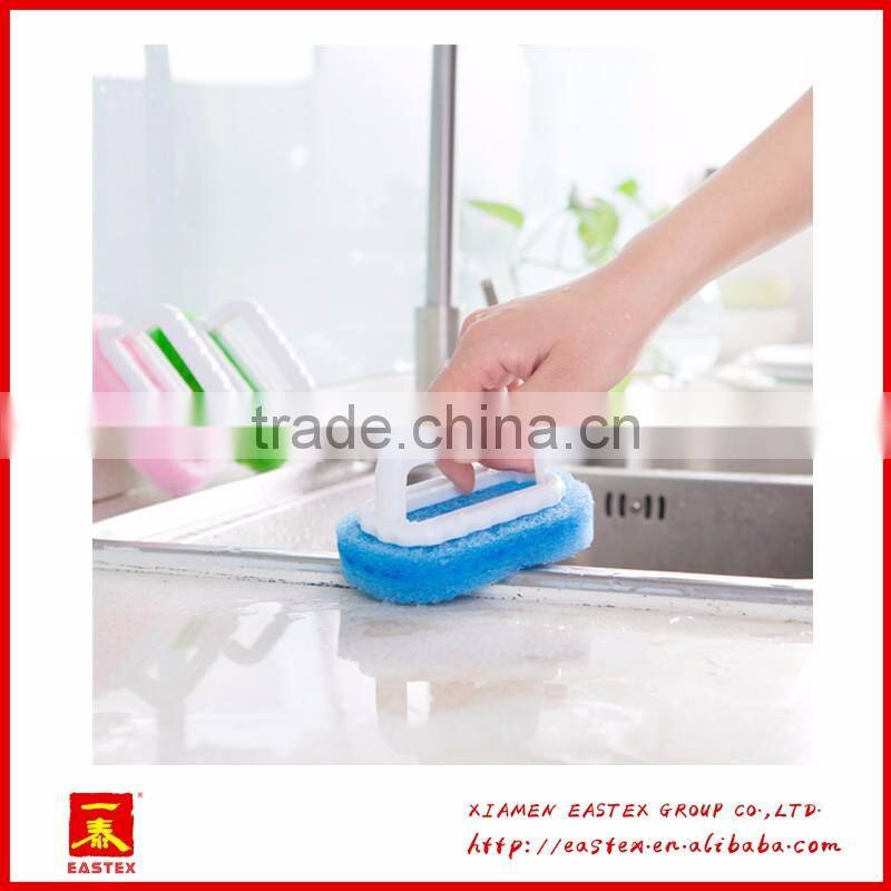 Handheld cleaning cloth and brush for bathroom and kitchen