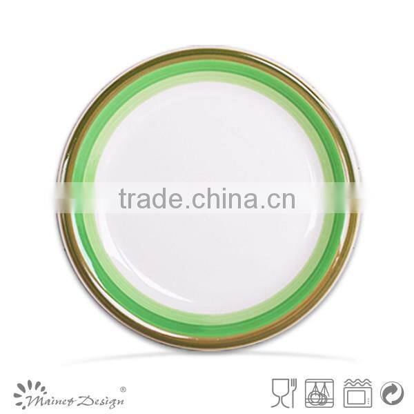 Colorful Handprinting Ceramic Round Plate cheap stoneware dinner plate