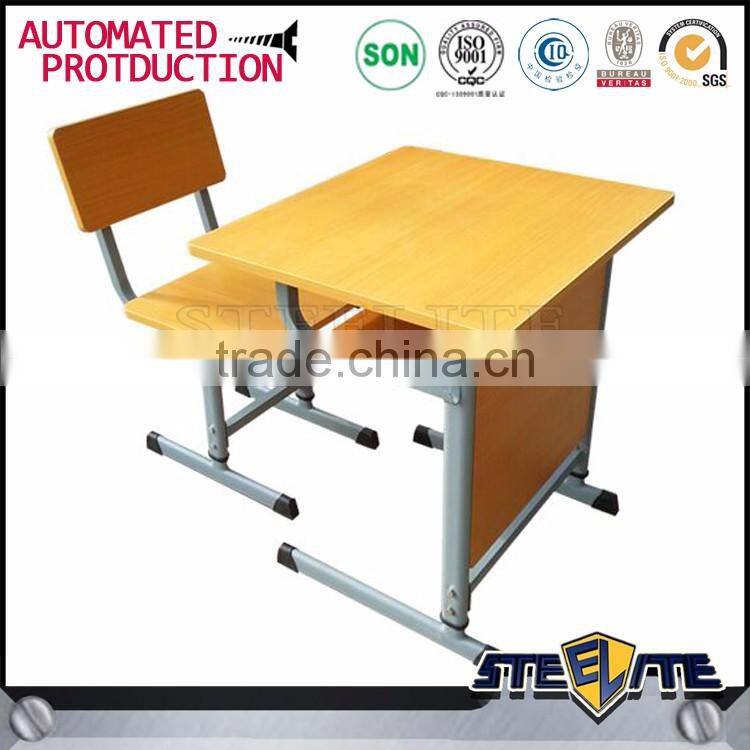 Wood single seat student desk and chair set
