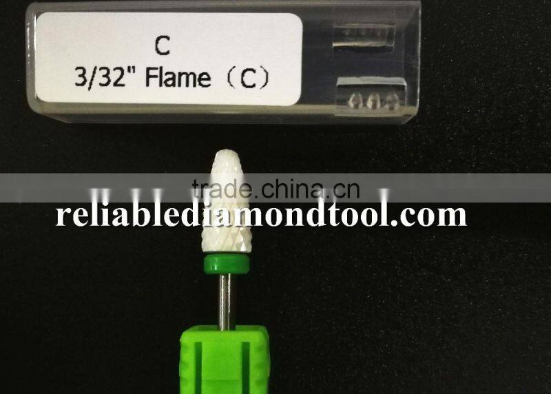 Shank Diameter 2.3mm Course Type Ceramic Burr For Nail 1 Piece Huaxing Flame Head Huaxing Head Diameter