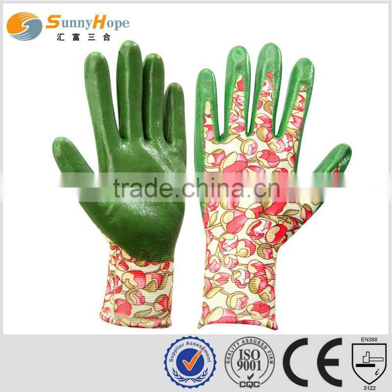 sunnyhope Nitrile Coated Nylon Liner Work Gloves with pattern
