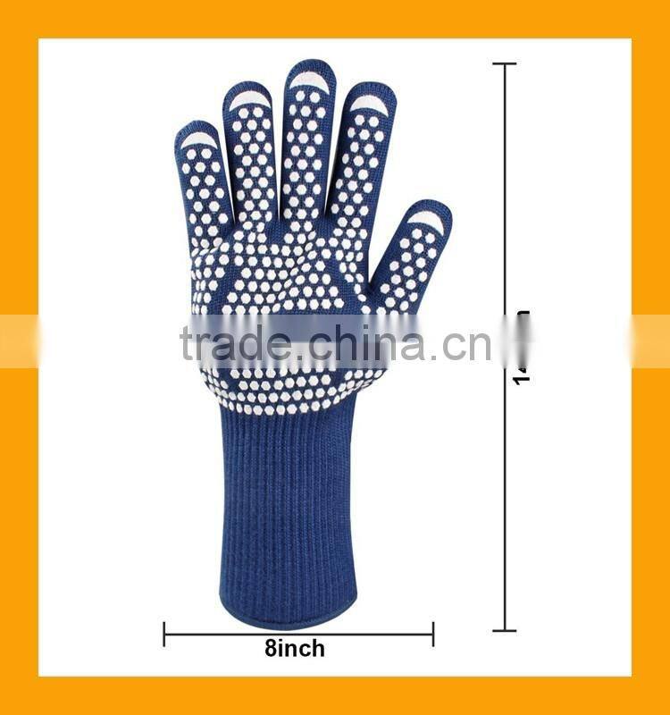 EN407 Certified Heat Resistant Barbecue Gloves, Silicone Printed Grill Gloves