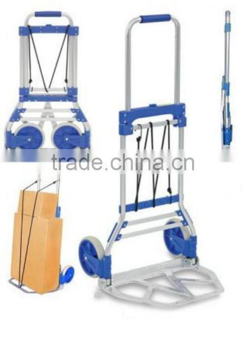 Telescoping body retractable base hand lightweight aluminium luggage trolley