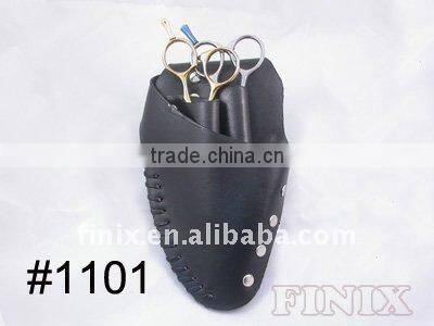 2 Pairs of Scissors Black Leather Scissors Holster