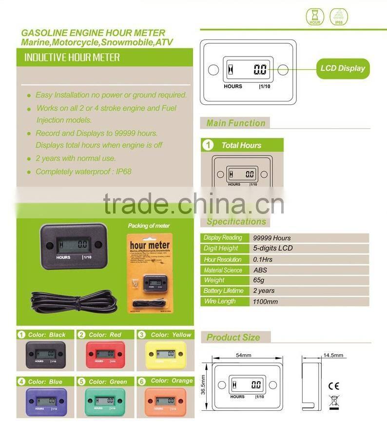 Digital motorcycle Hour Meter Gauge for Gas Engine Racing dirt ATV Mower Snowmobile MX Motocros 99999Hrs wholesale