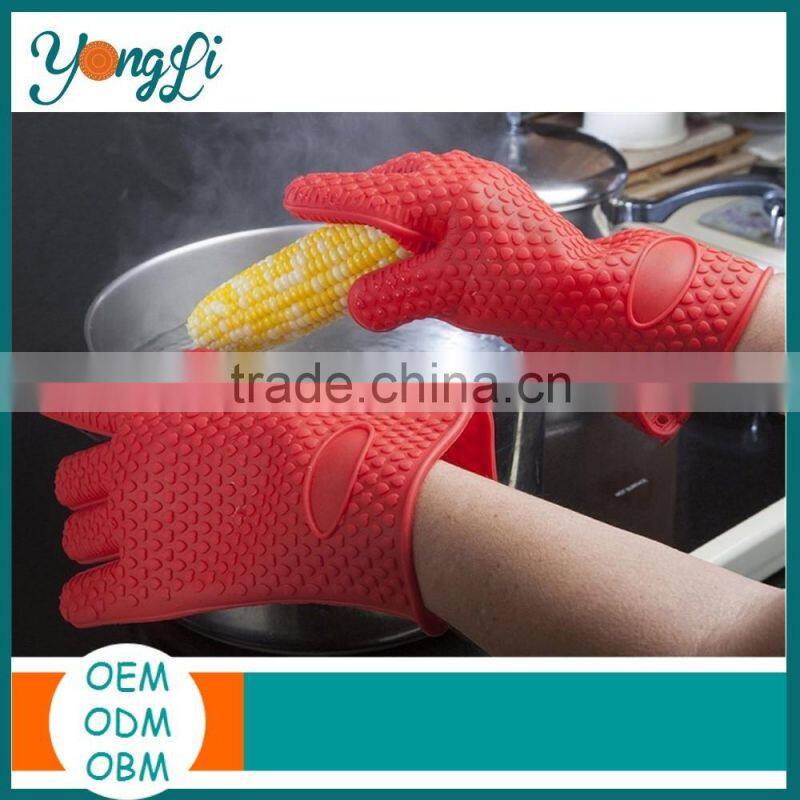 Amazon Top Selling Products Great for Kitchen Cooking Grilling Heat Resistant Silicone Gloves 5 Fingers Design BBQ Gloves