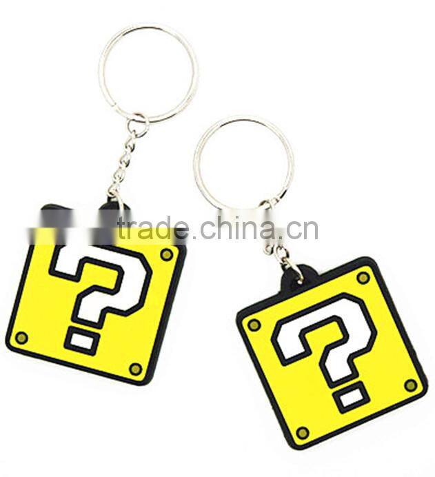 Factory supply square shape custome silicone rubber keychains