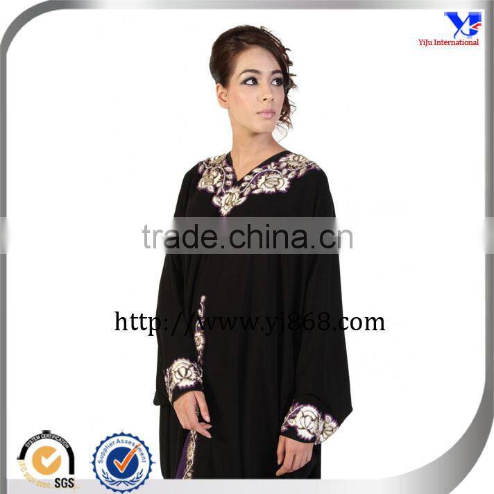Black Color Moroccan Styles Women Dubai Abaya Kaftan