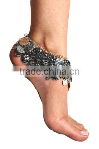 Gypsy metal belly dance anklet with coins